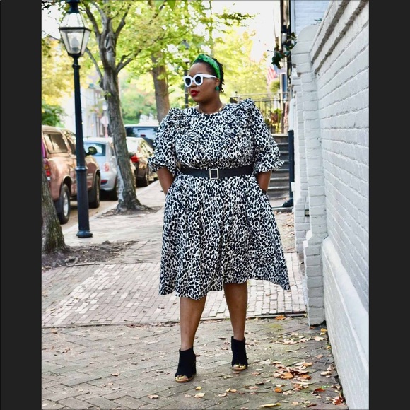 Women's Leopard Print Long Sleeve Dress - Sandy Liang - Picture 7 of 10